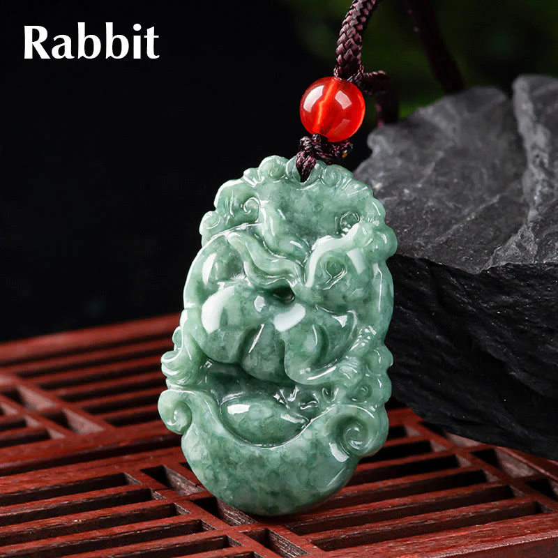 Natural Jade 12 Chinese Zodiac Prosperity Necklace Pendant