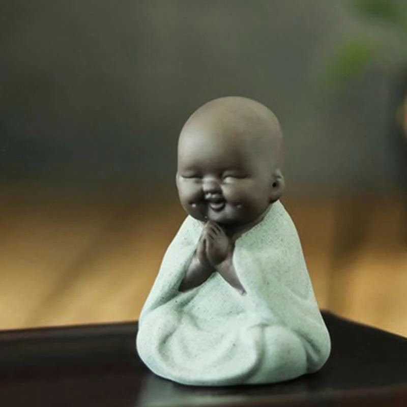 Always Smiling Purple Clay Laughing Buddha Statue Decoration