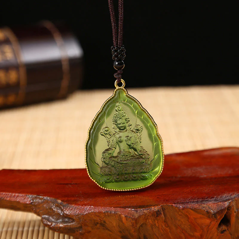 Renbeads Tibetan Buddha Liuli Crystal Serenity Necklace Pendant