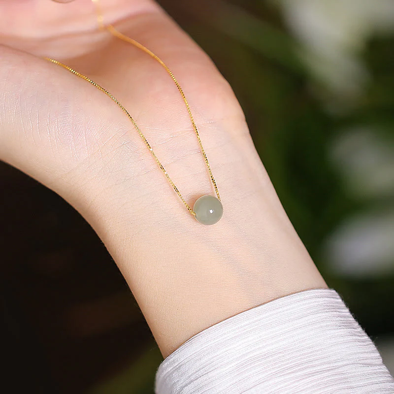 925 Sterling Silver Natural Cyan Hetian Jade Luck Laughing Buddha Butterfly Necklace Pendant