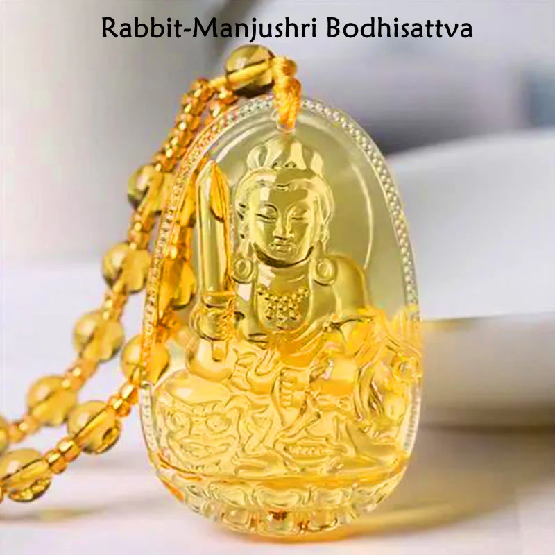 Citrine Guardian Buddha Serenity Pendant Necklace (Extra 40% Off | USE CODE: FS40)