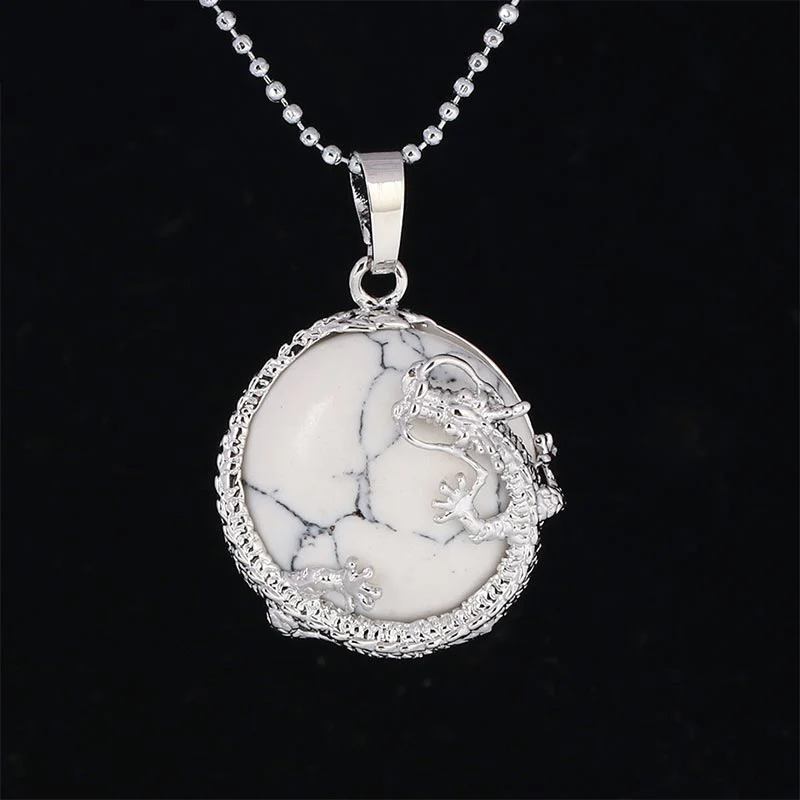 Chinese Dragon Natural Quartz Crystal Healing Necklace Pendant