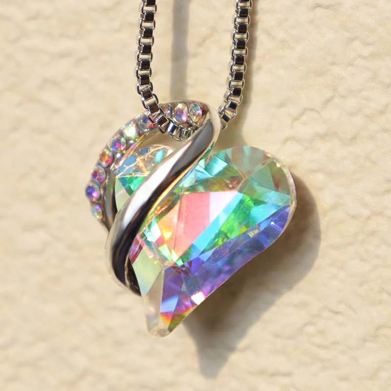 Love Heart Birthstone Healing Energy Necklace Pendant