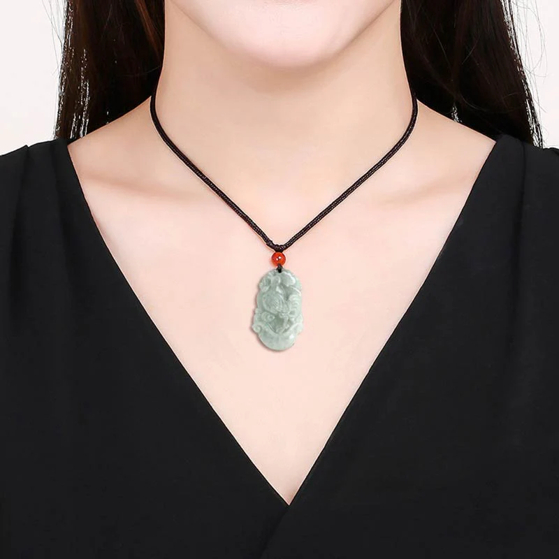 Natural Jade 12 Chinese Zodiac Success Pendant Necklace