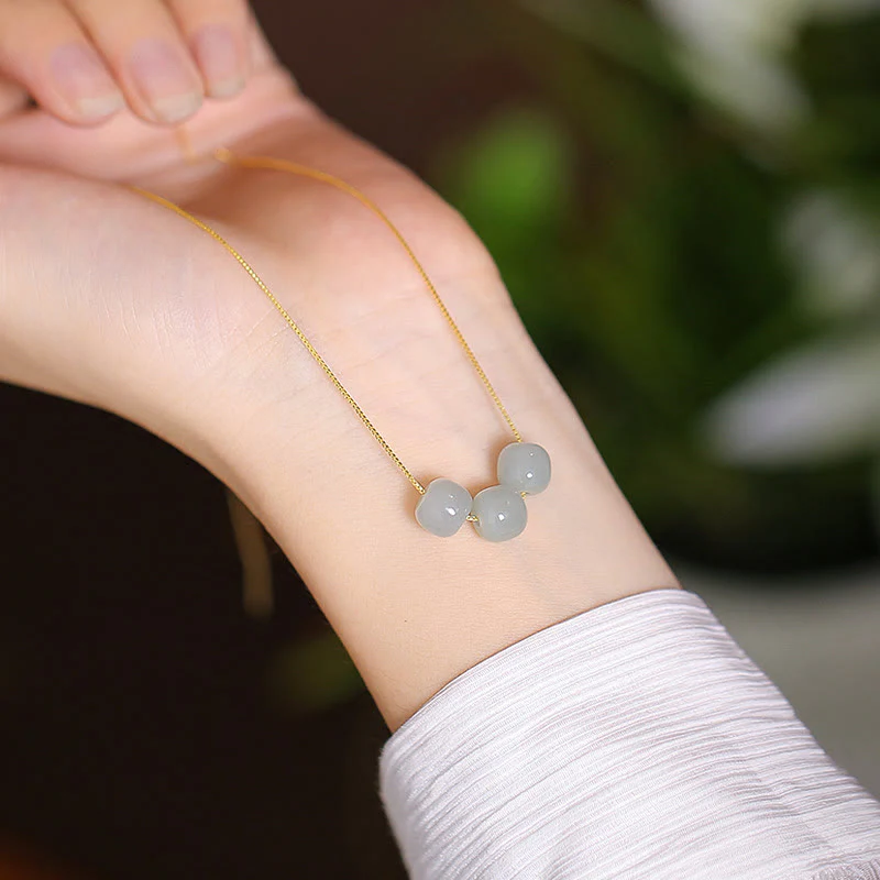 925 Sterling Silver Natural Cyan Hetian Jade Luck Laughing Buddha Butterfly Necklace Pendant