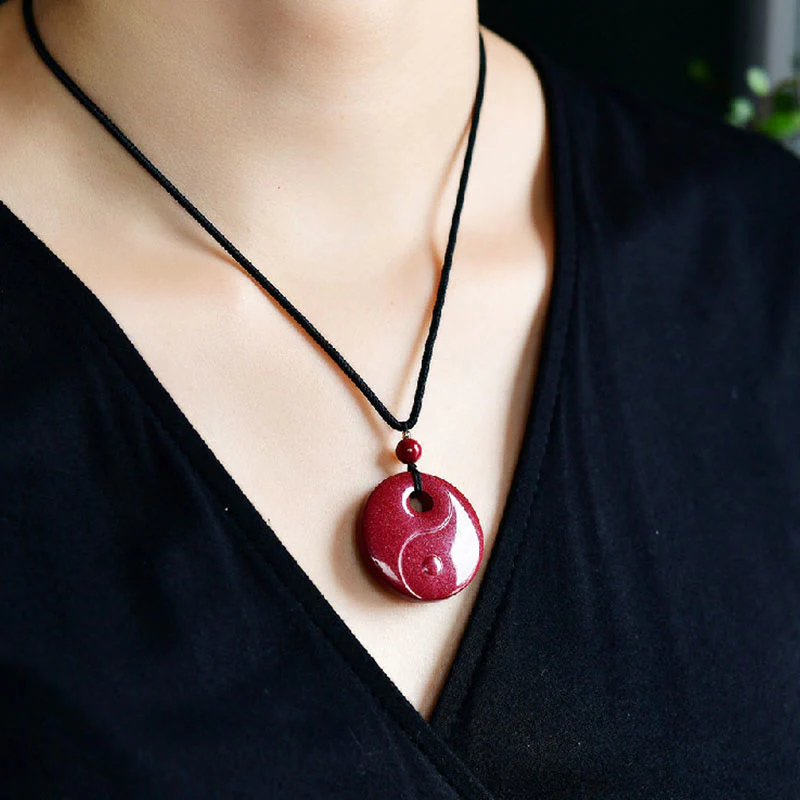 Laughing Buddha Yin Yang Chinese Zodiac Gourd Natural Cinnabar Blessing Necklace Pendant