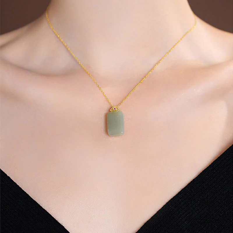 925 Sterling Silver Natural Cyan Hetian Jade Luck Laughing Buddha Butterfly Necklace Pendant