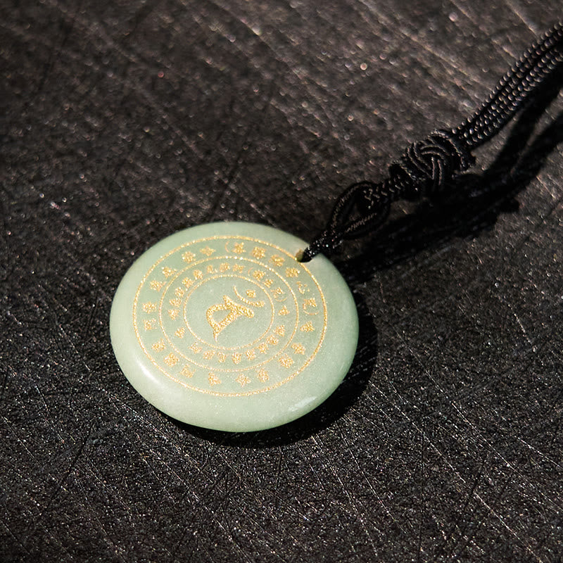 Sanskrit Mantra Various Crystal Black Obsidian Green Aventurine Strength Necklace Pendant