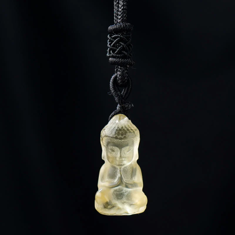 Various Crystal Amethyst Pink Crystal White Crystal Citrine Buddha Carved Necklace Pendant for Spiritual Healing and Decoration