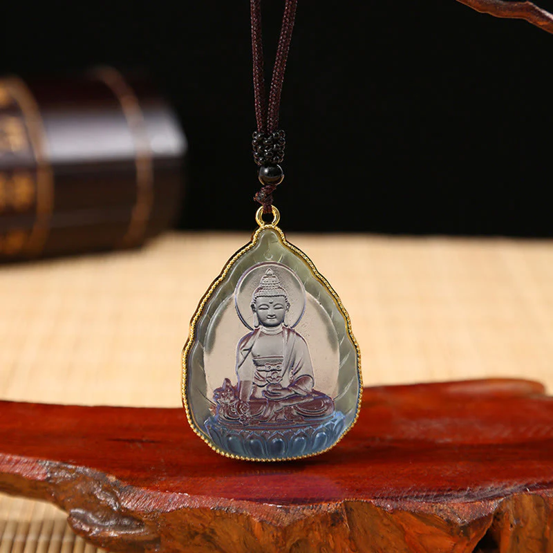 Renbeads Tibetan Buddha Liuli Crystal Serenity Necklace Pendant