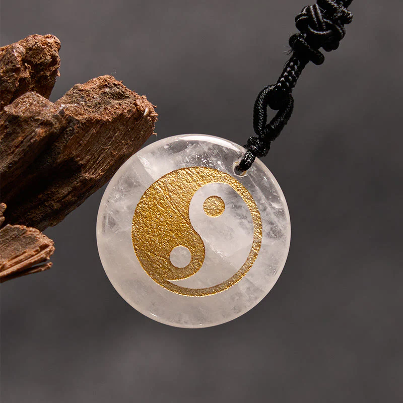 Various Crystal Amethyst Tiger Eye Green Aventurine Yin Yang Spiritual Necklace Pendant