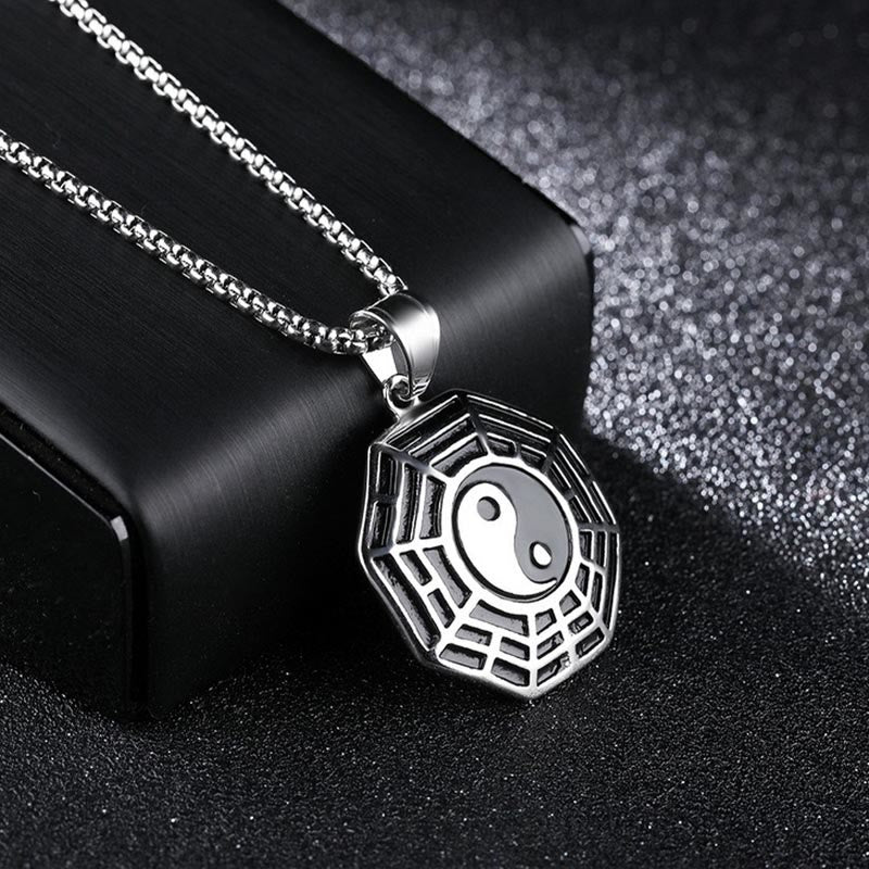 Titanium Steel Bagua Yin Yang Pattern Balance Necklace Pendant