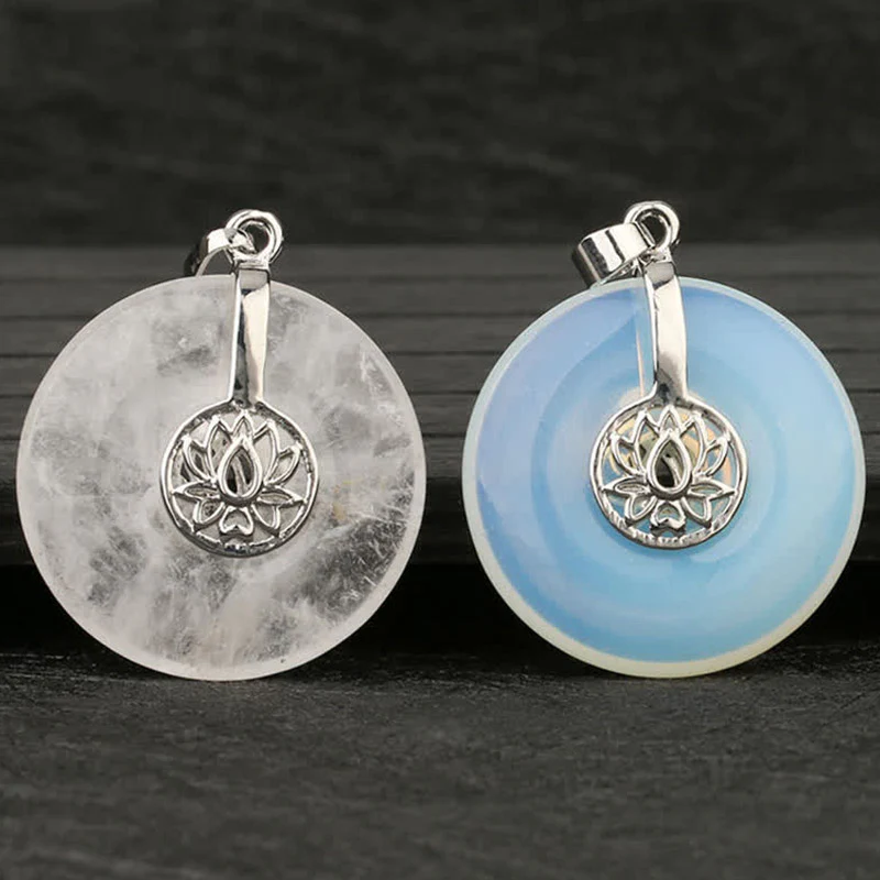 Various Crystal Amethyst Pink Crystal Lotus Healing Necklace Pendant