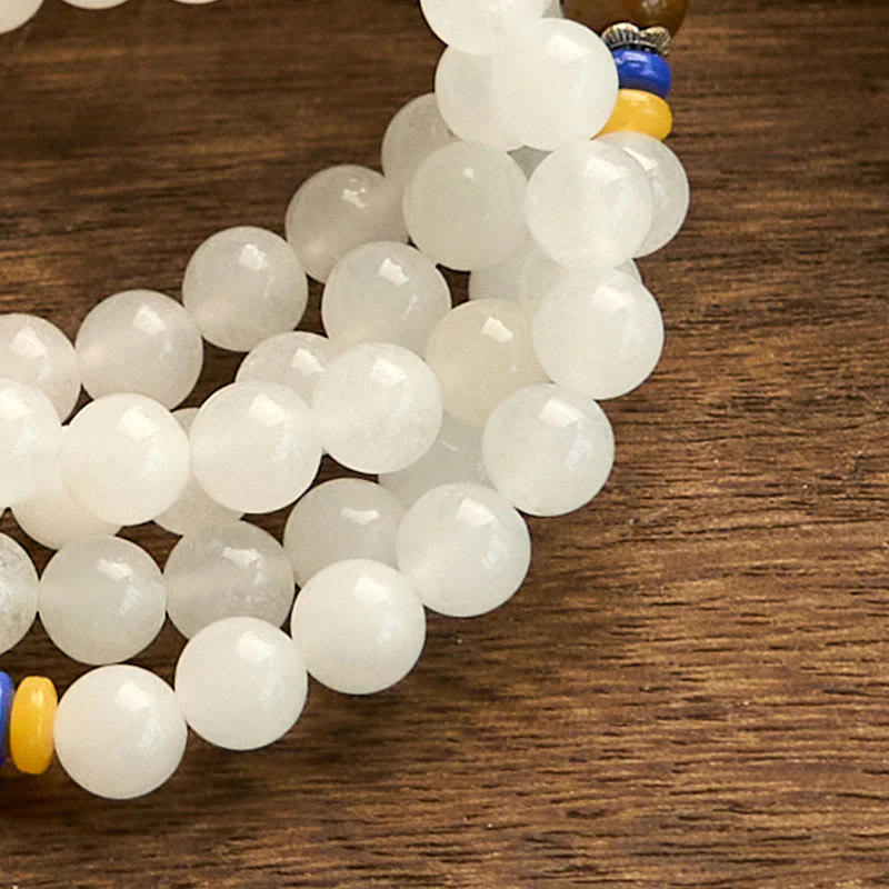 108 Mala Beads Natural Golden Silk Jade Wealth Luck Bracelet