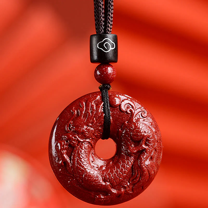 Chinese Zodiac Cinnabar Peace Buckle Necklace Pendant