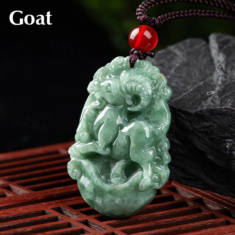 Natural Jade 12 Chinese Zodiac Prosperity Necklace Pendant