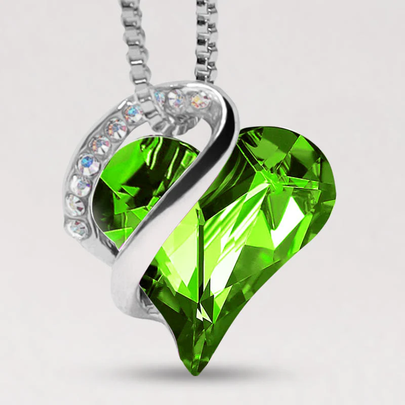Love Heart Birthstone Healing Energy Necklace Pendant