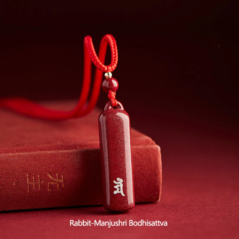 Chinese Zodiac Natal Buddha Cinnabar Amulet Necklace Pendant