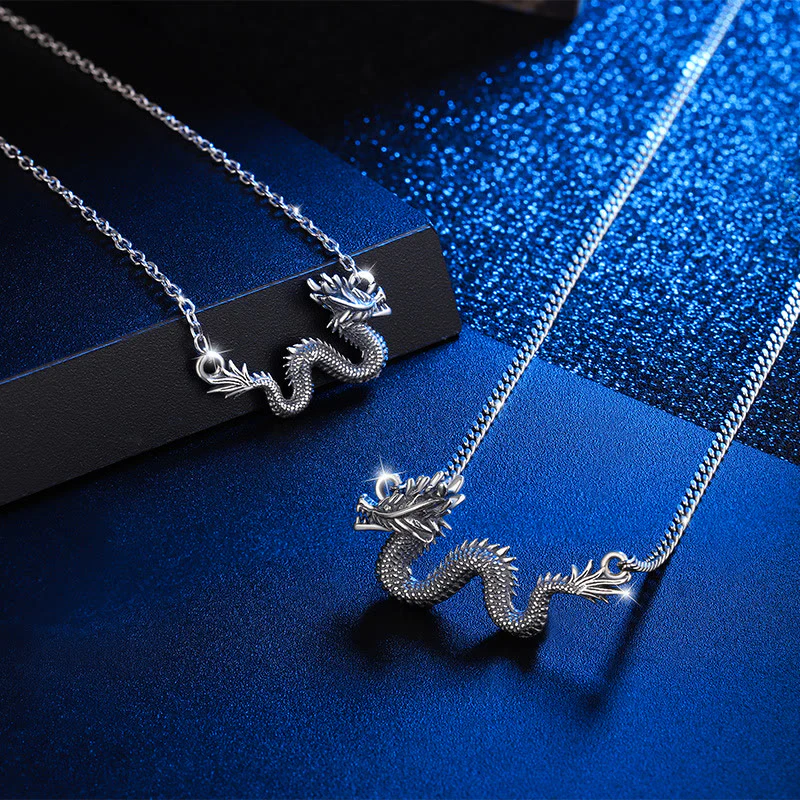 Renbeads 925 Sterling Silver Year Of The Dragon Auspicious Dragon Protection Chain Necklace Pendant