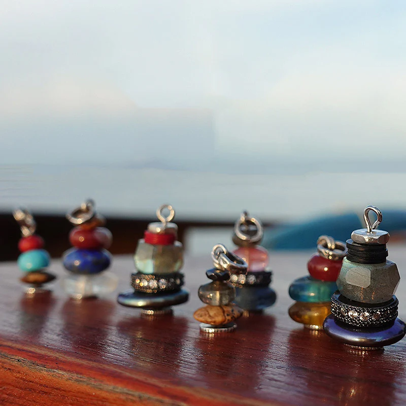 Zen Cairn Labradorite Various Crystals Calm Pendant Necklace