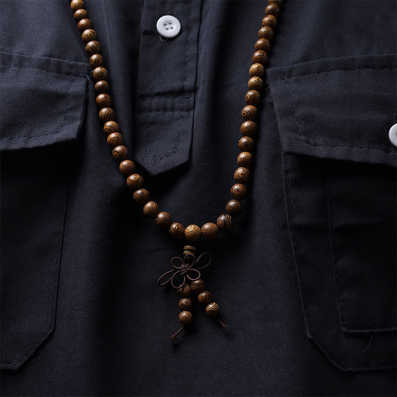 108 Mala Beads Bracelet for Prayer and Meditation, Elastic Sandalwood