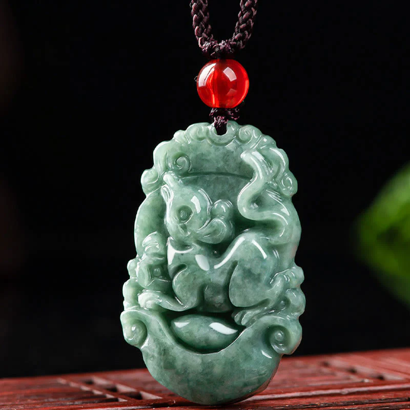 Natural Jade 12 Chinese Zodiac Prosperity Necklace Pendant