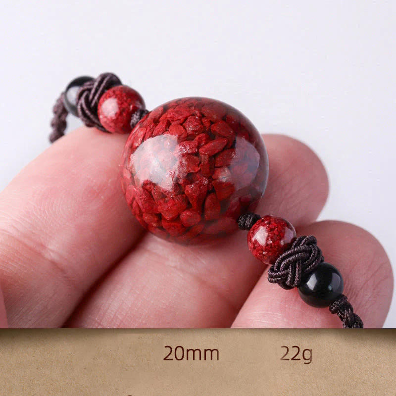 Natural Cinnabar Stone Bead Blessing Necklace Pendant