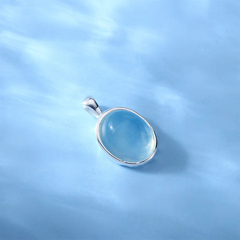 925 Sterling Silver Aquamarine Healing Clavicle Chain Necklace Pendant