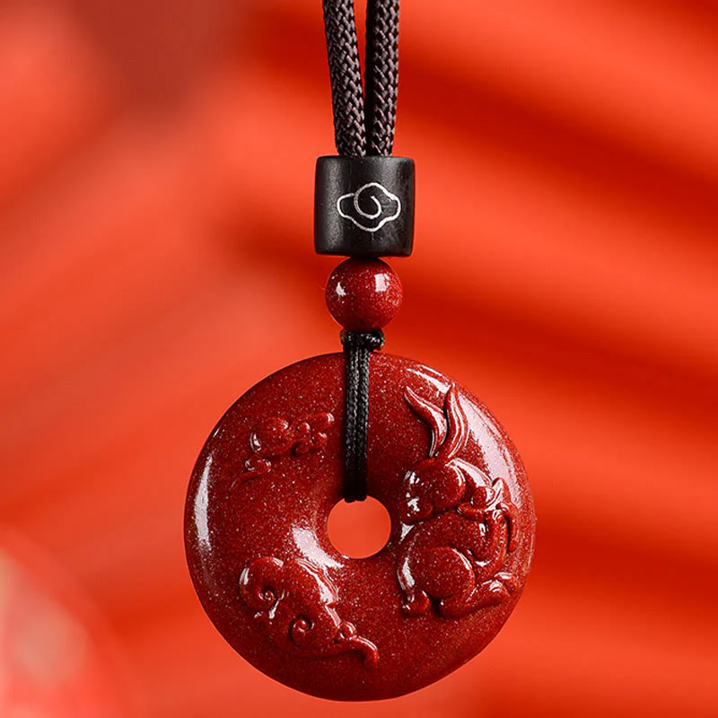 Chinese Zodiac Cinnabar Peace Buckle Necklace Pendant