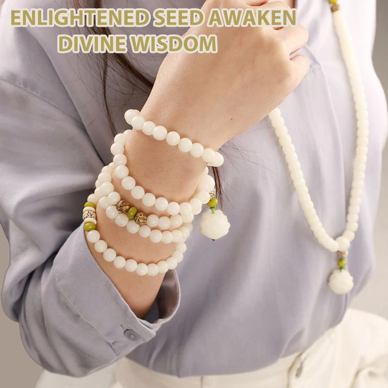 White Jade Bodhi Lotus Mala Harmony Jewelry