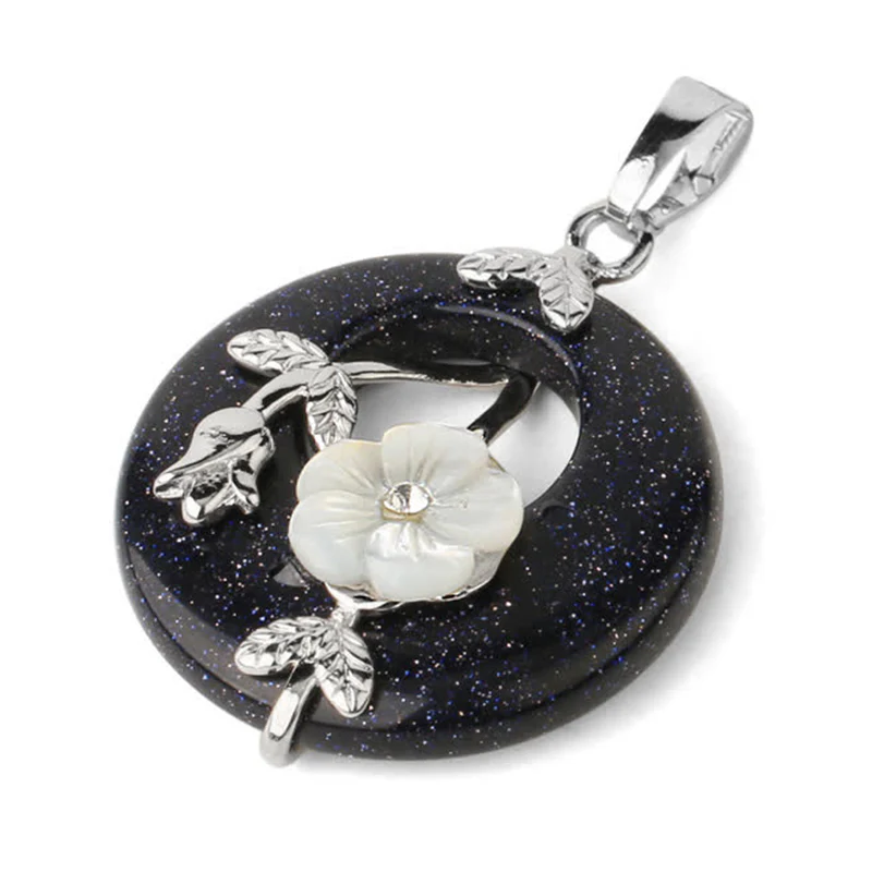 Various Crystal Amethyst Green Aventurine Flower Healing Necklace Pendant