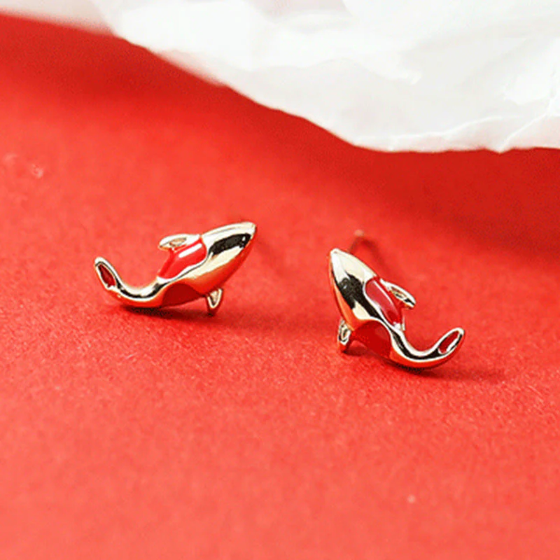 Copper Koi Fish Wealth Jewelry Set with Red Rope