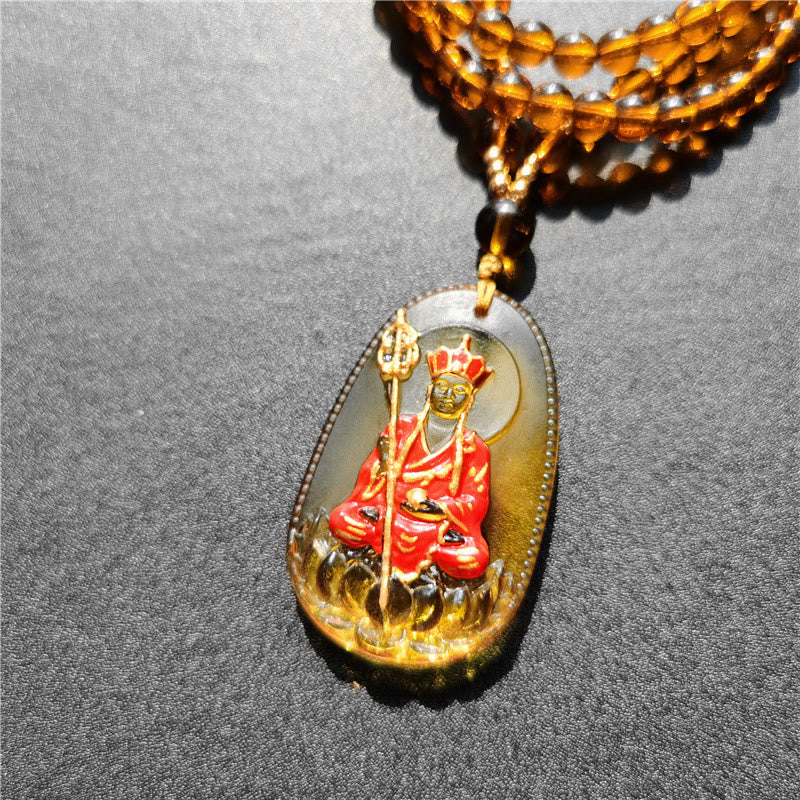 Ksitigarbha Buddha Liuli Crystal Compassion Amulet Necklace Pendant