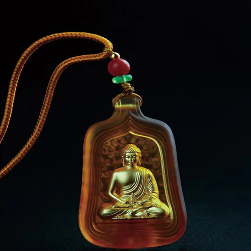 Tibetan Medicine Buddha Liuli Crystal Necklace Pendant