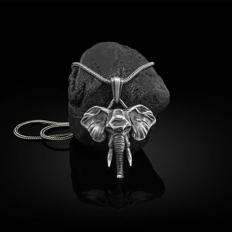 Renbeads Elephant Pewter Titanium Steel Strength Necklace Pendant