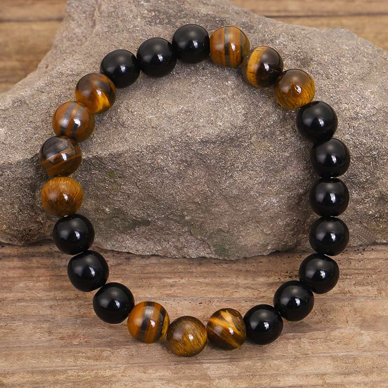 Renbeads Tibetan Black Onyx Tiger Eye Protection Necklace Mala Set