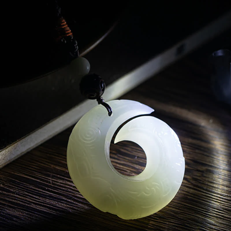 Peace Buckle Jade, Small Leaf Red Sandalwood, Cinnabar, Agate Luck Necklace Pendant