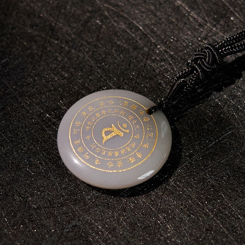 Sanskrit Mantra Various Crystal Black Obsidian Green Aventurine Strength Necklace Pendant