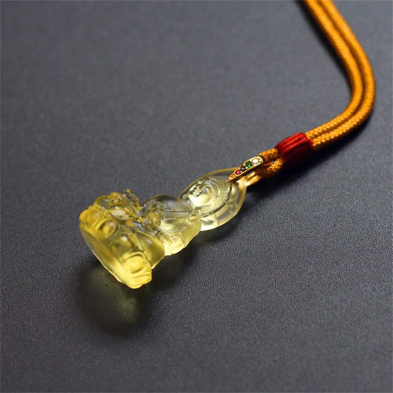 Blue Tathagata Buddha Medicine Buddha Liuli Crystal Amulet Necklace Pendant