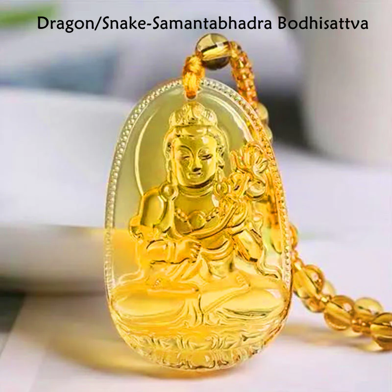 Citrine Guardian Buddha Serenity Pendant Necklace (Extra 40% Off | USE CODE: FS40)