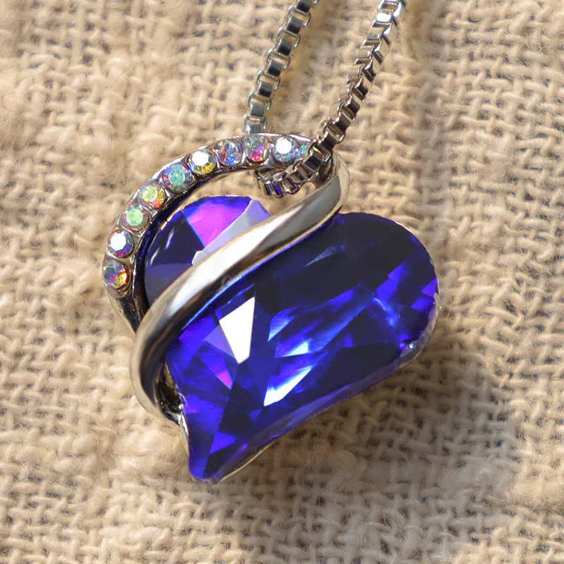 Love Heart Birthstone Healing Energy Necklace Pendant