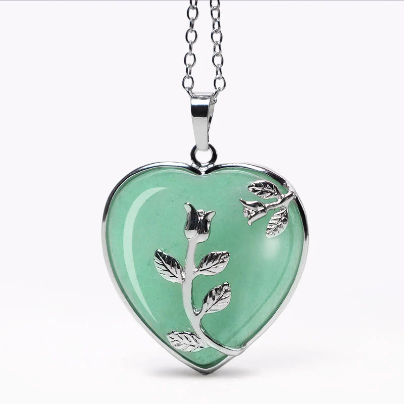 Natural Healing Crystals Heart Pendant Necklaces