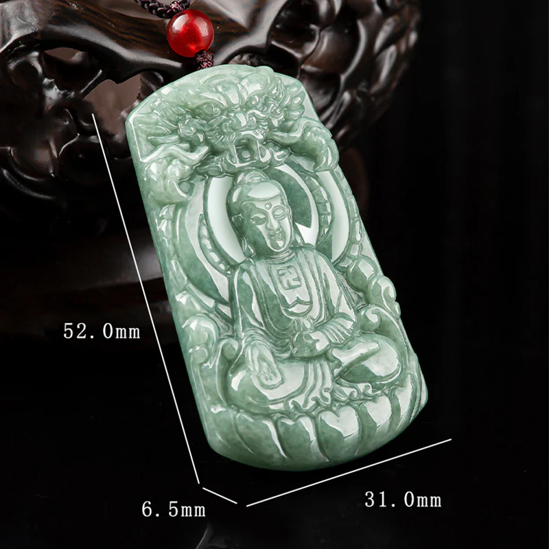 Tathagata Buddha Dragon Jade Amulet String Necklace