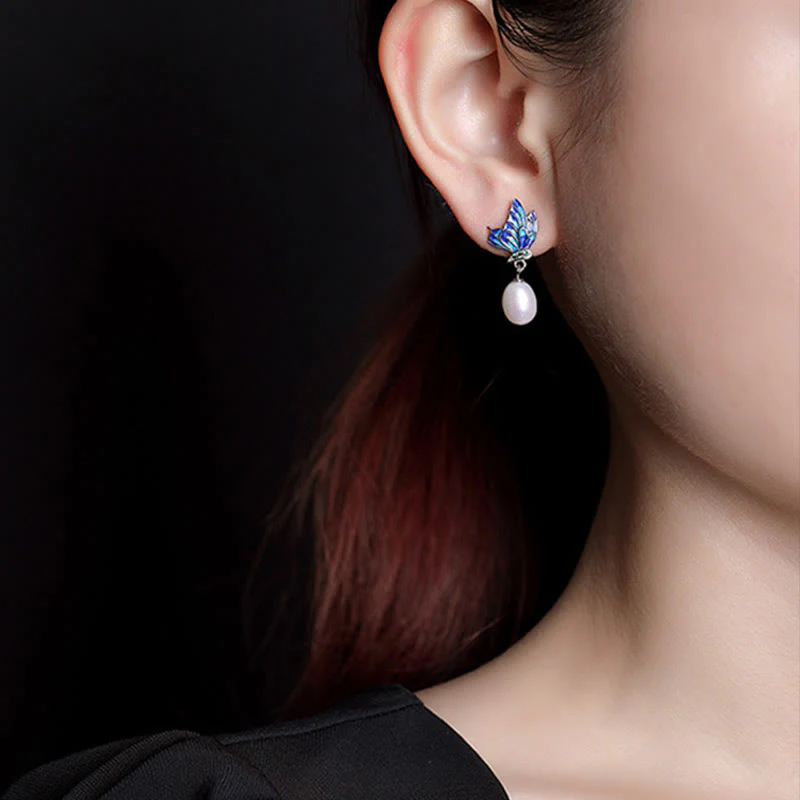 Renbeads 925 Sterling Silver Pearl Butterfly Healing Necklace Pendant Earrings Ring