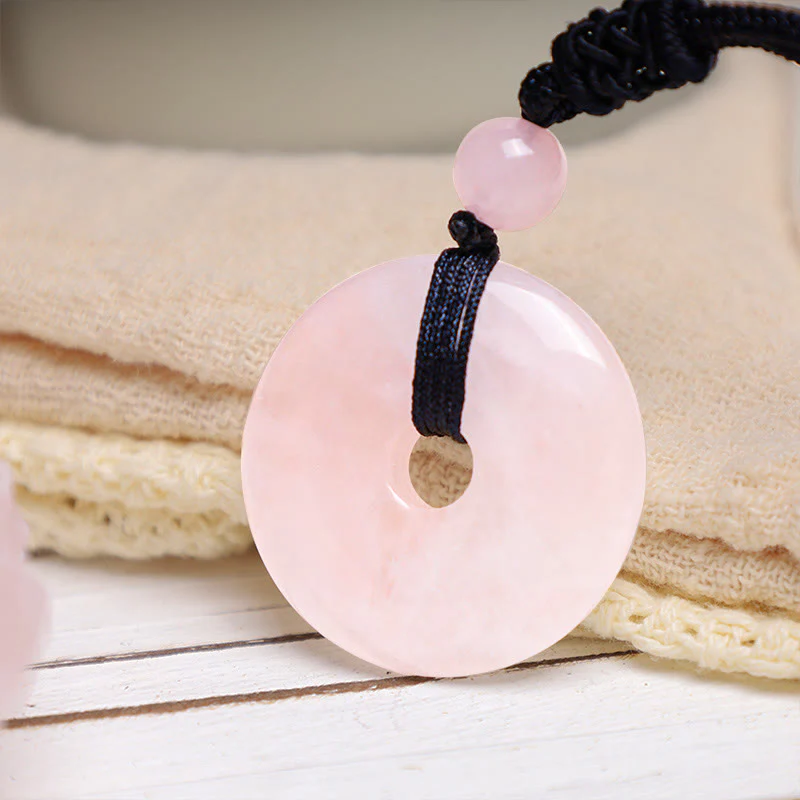 Renbeads Lucky Coin Pendant Healing Crystal Gemstone Necklace