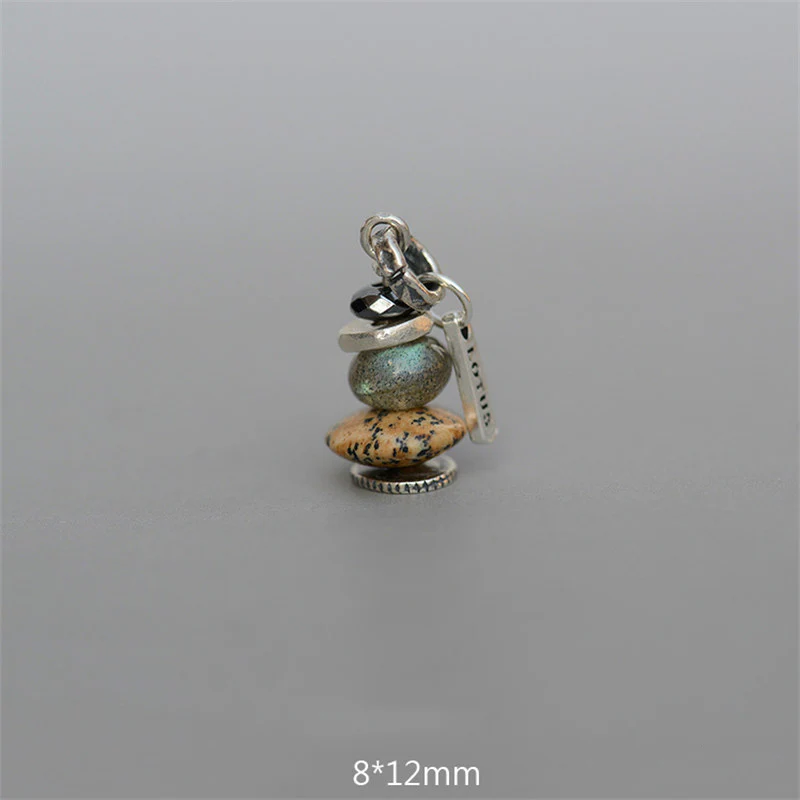 Zen Cairn Labradorite Various Crystals Calm Pendant Necklace