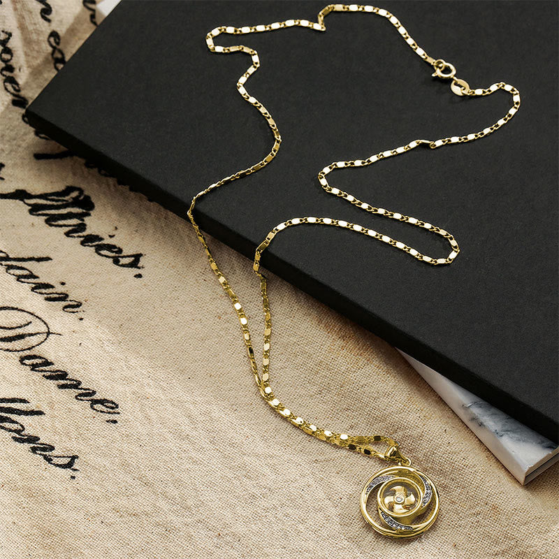 Gold Plated Copper Brass Rotatable Windmill Luck Necklace Pendant