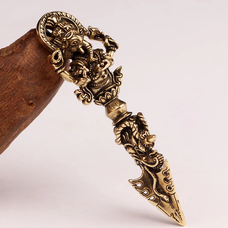 Renbeads Tibetan Ganesh Ganpati Elephant God of Wealth Dorje Vajra Spiritual Power Necklace Pendant