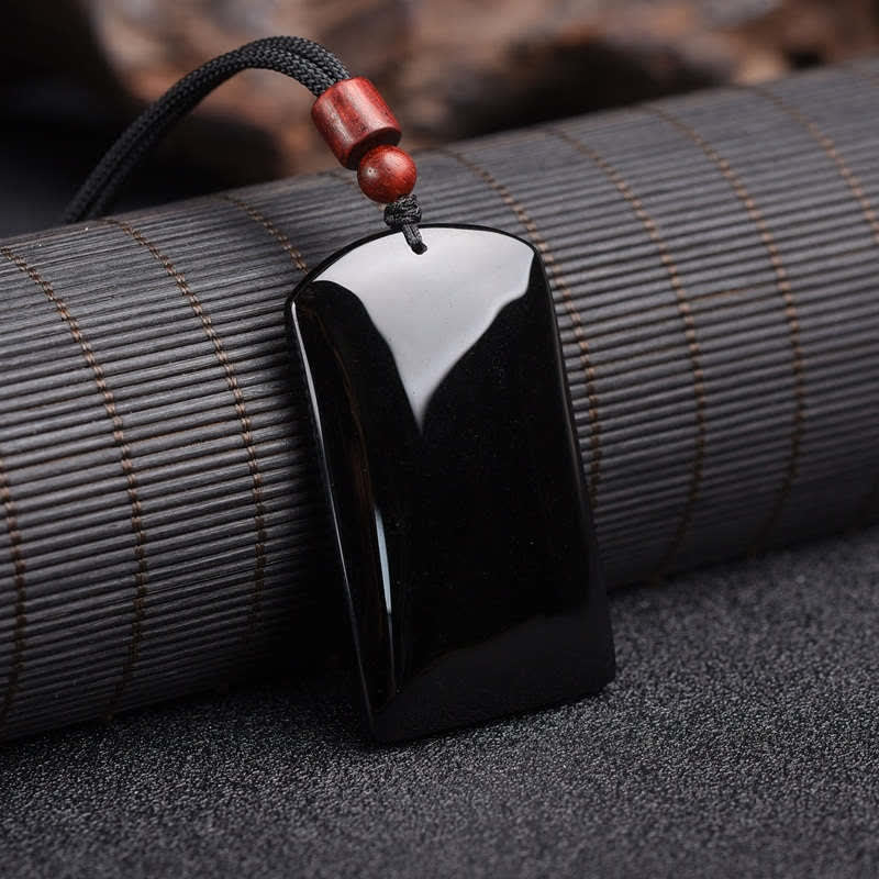 Renbeads Black Obsidian Dragon Phoenix Success Necklace Pendant