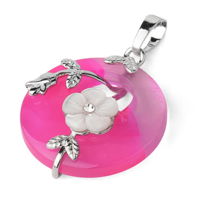 Various Crystal Amethyst Green Aventurine Flower Healing Necklace Pendant